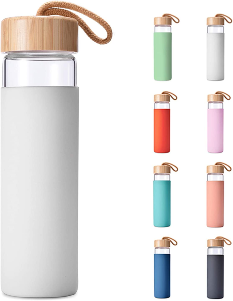 Yomious 20 Oz Borosilicate Glass Water Bottle