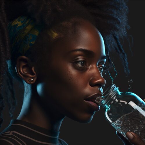 woman hydrating
